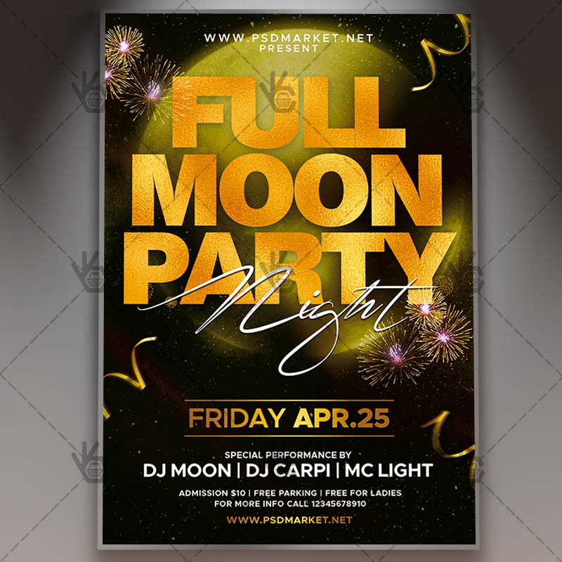 Download Full Moon Party Night Flyer - PSD Template