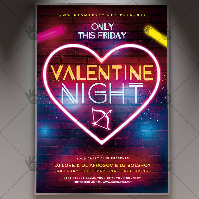 Download Valentine Party Flyer - PSD Template