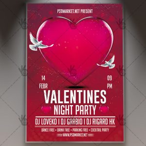 Download Valentines Night Party Flyer - PSD Template