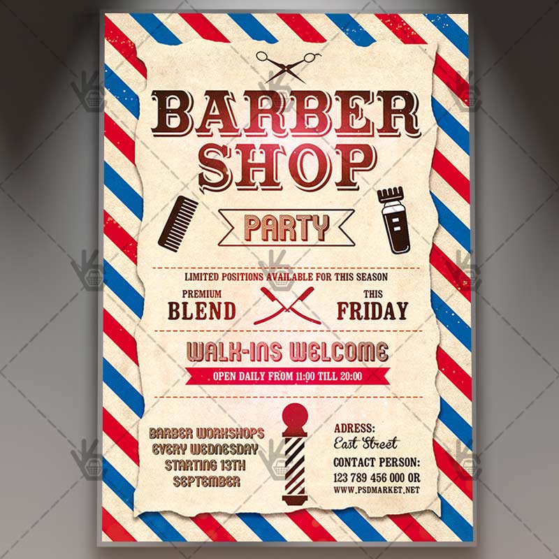 Download Barber Shop Party Flyer - PSD Template