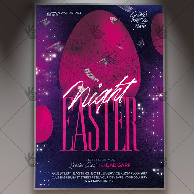 Download Easter Party Night Flyer - PSD Template