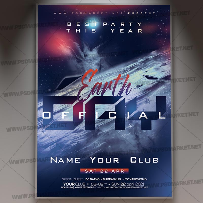 Download Earth Day Party Night Flyer - PSD Template