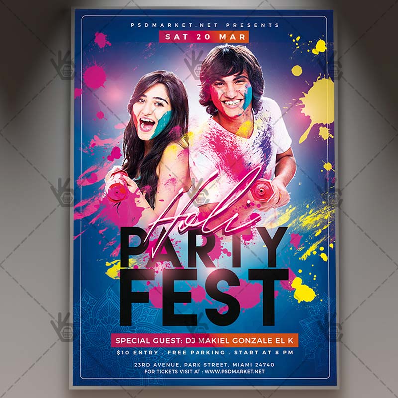 Download Holi Fest Flyer - PSD Template