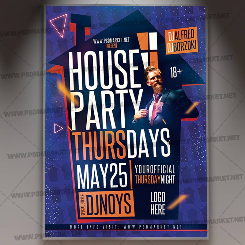 Download House Party Flyer - PSD Template