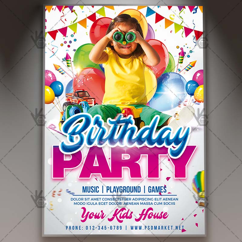 Download Kids Birthday Party Flyer - PSD Template