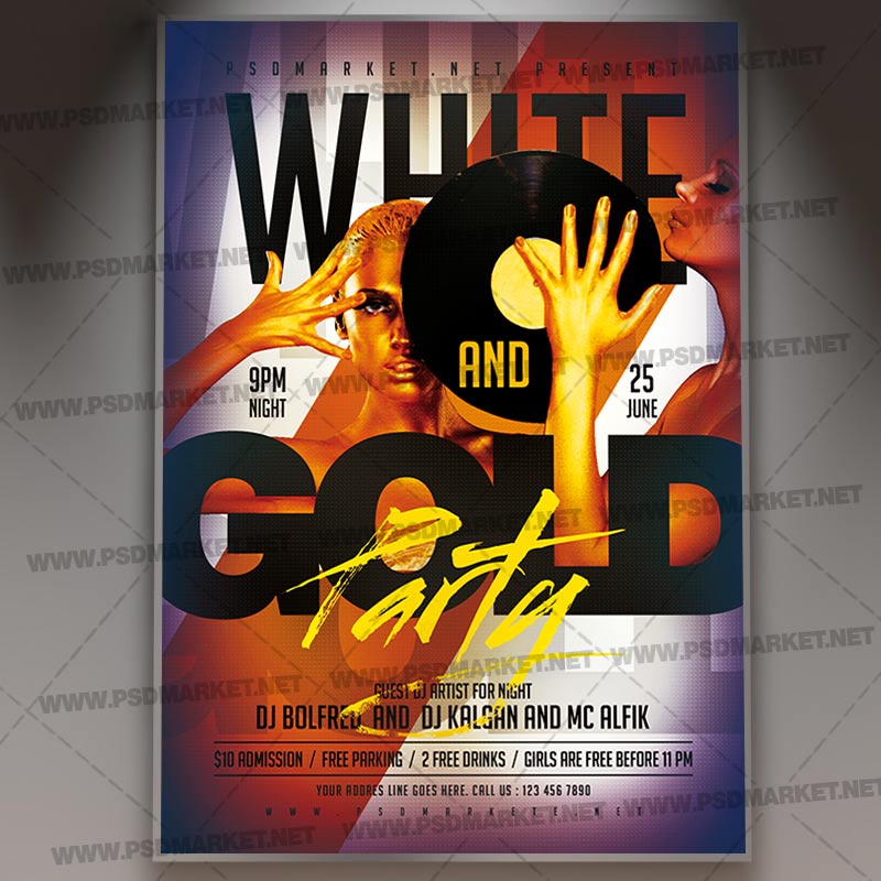 Download White and Gold Party Flyer - PSD Template