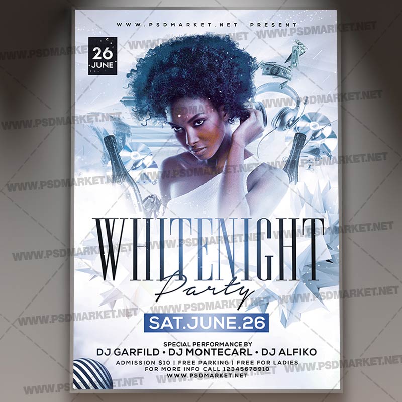 Download White Night Party Flyer - PSD Template