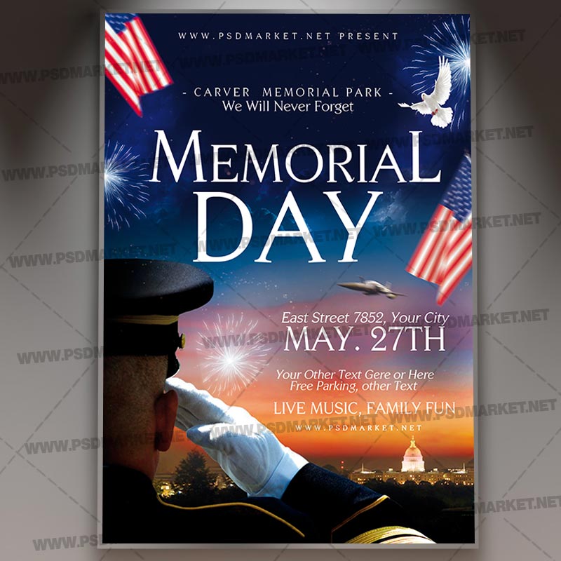 Download Happy Memorial Day Flyer - PSD Template