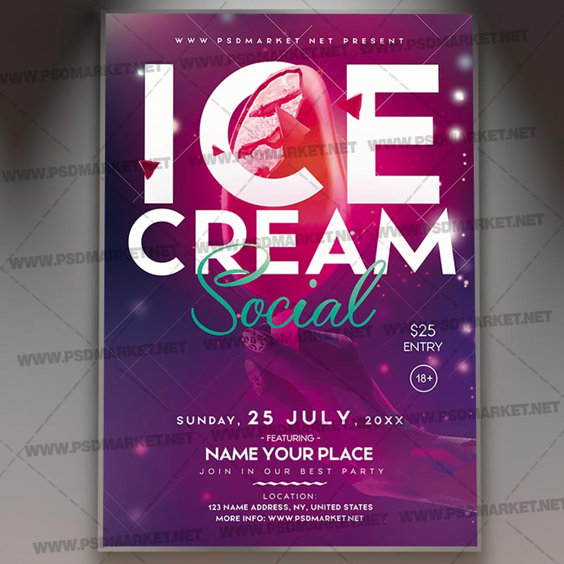 Download Ice Cream Social Flyer - PSD Template