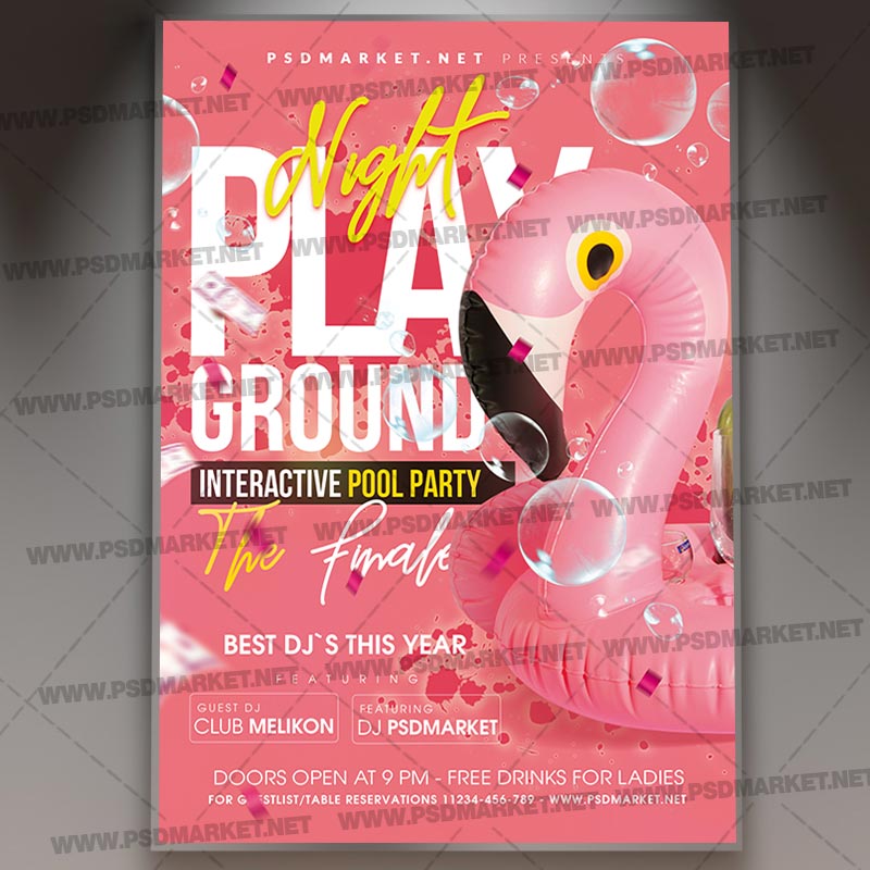 Download Interactive Pool Party Flyer - PSD Template