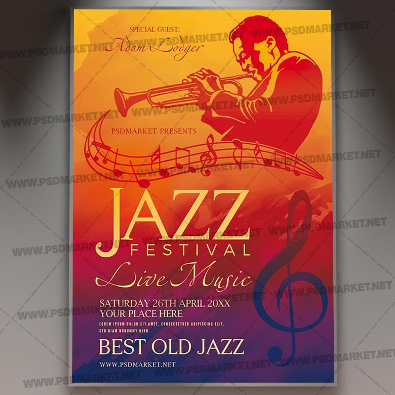 Download Jazz Festival Flyer PSD Template PSDmarket