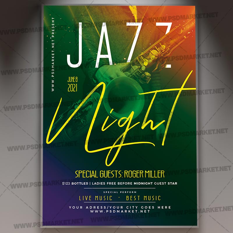Download Jazz Party Night Flyer Psd Template Psdmarket