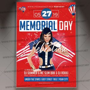 Download Memorial Day Celebration Flyer - PSD Template