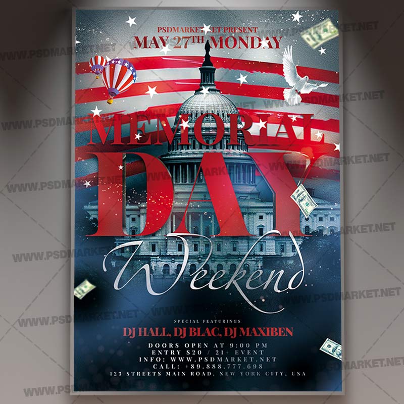 Memorial Day Flyer Template from www.psdmarket.net