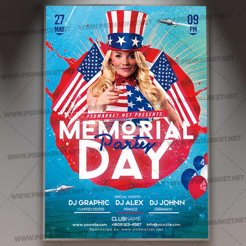 Download Memorial Party Flyer - PSD Template