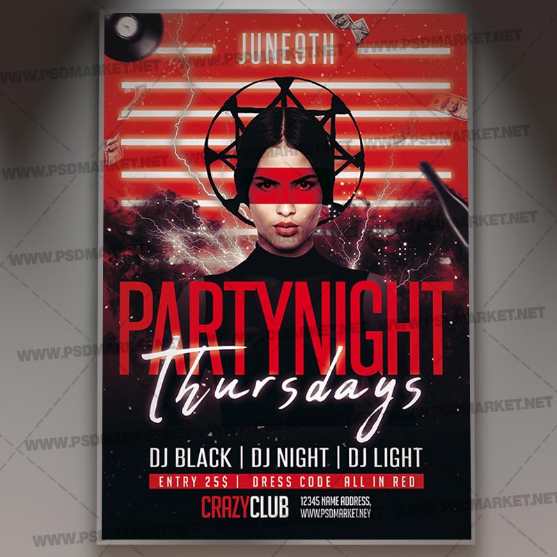 Download Party Night Thursdays Flyer - PSD Template