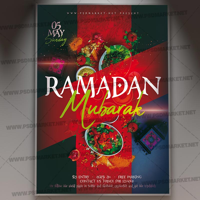 Download Ramadan Mubarak Kareem Flyer - PSD Template