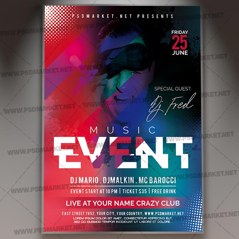 Download Club Music Event Flyer - PSD Template