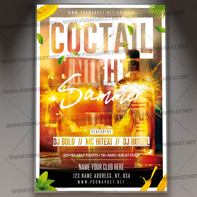 Download Cocktail Night Flyer - PSD Template