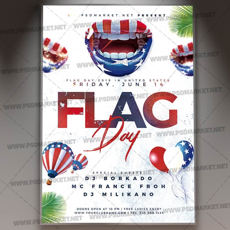 Download Flag Day Party Flyer - PSD Template