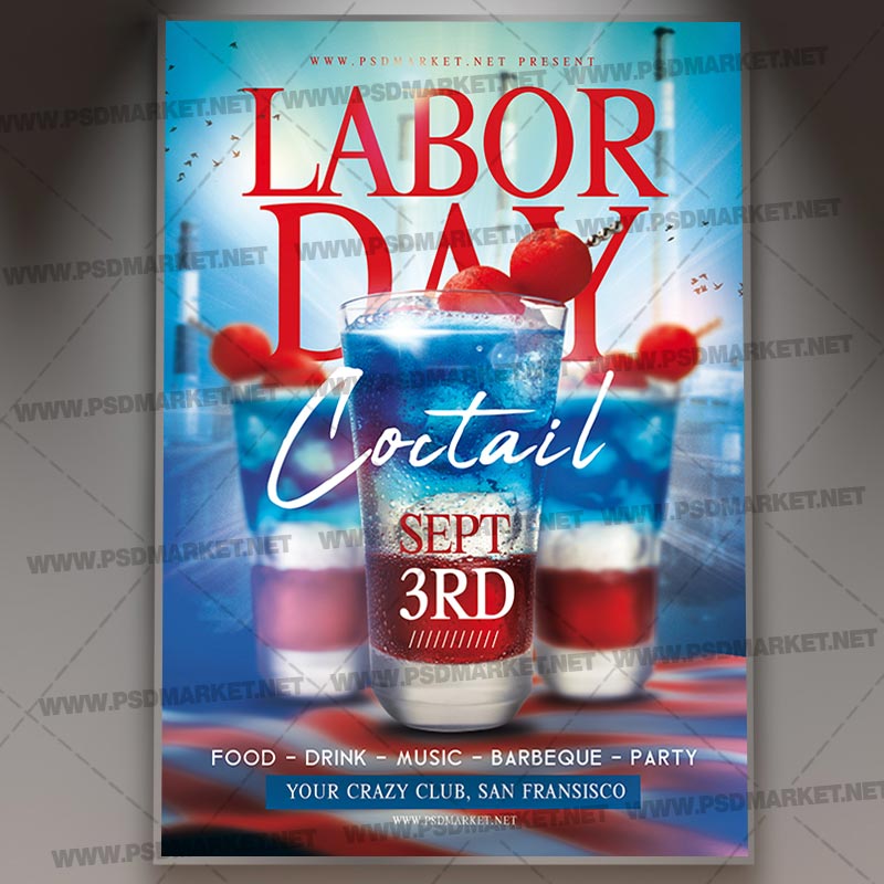 Download Labor Day Coctail Flyer - PSD Template
