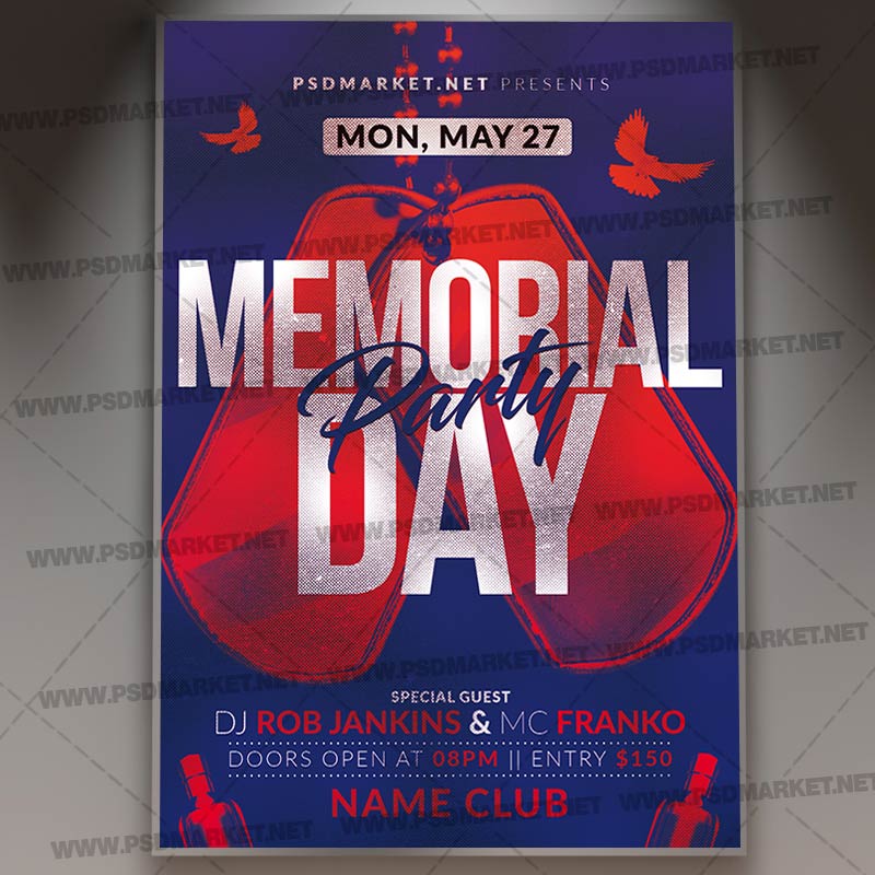 Download Memorial Day Club Party Flyer - PSD Template