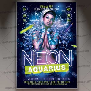 Download Neon Aquarius Flyer - PSD Template