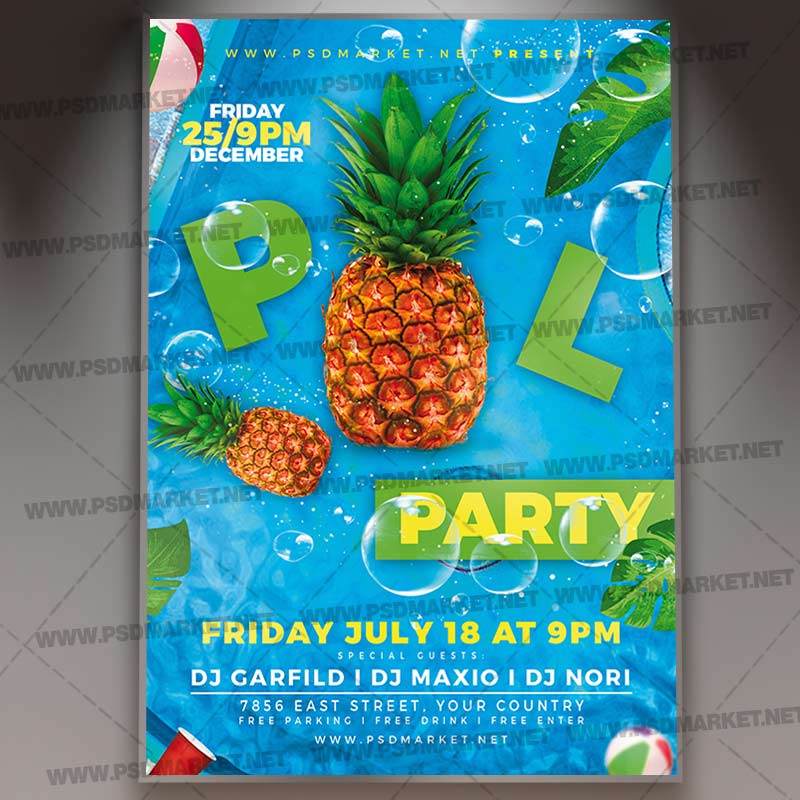 Download Pool Event Party Flyer - PSD Template
