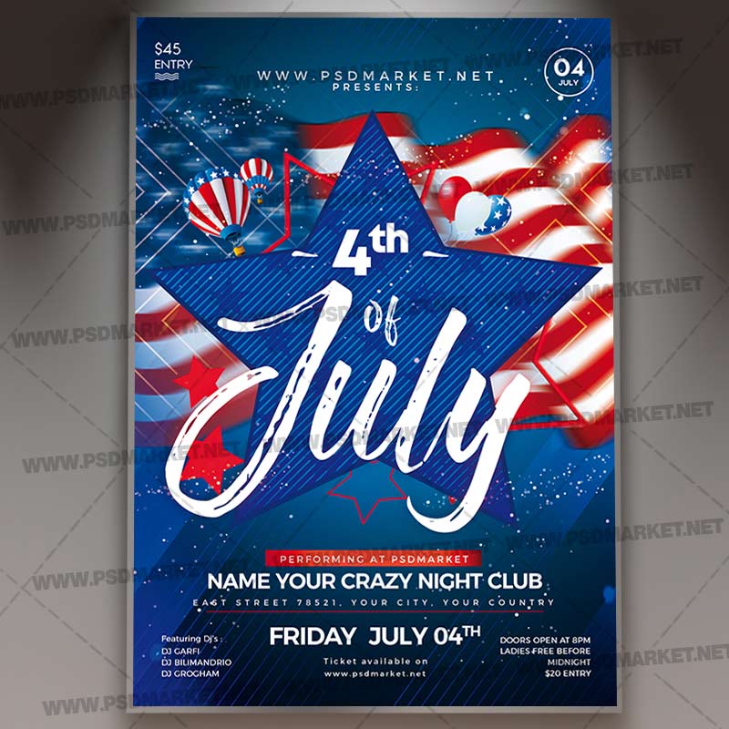 Download 4th of July Party Flyer - PSD Template
