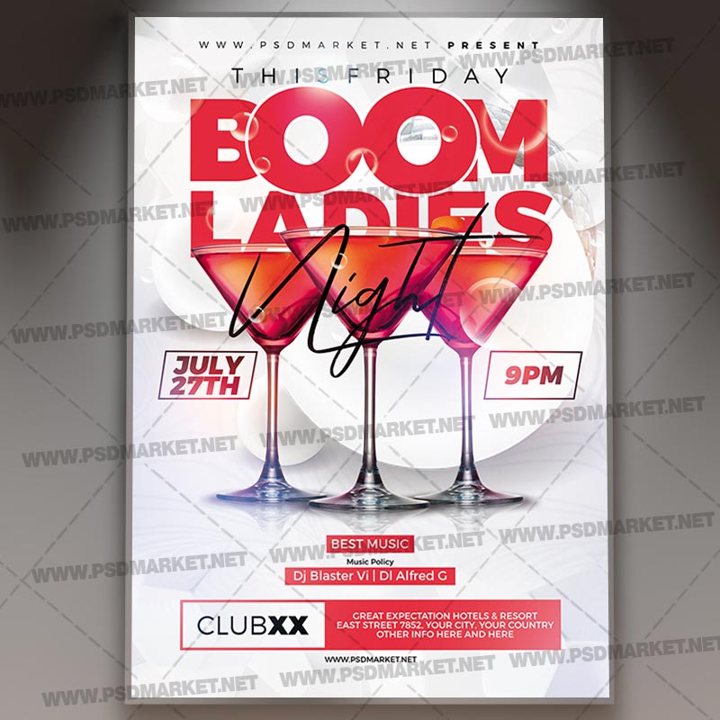 Download Boom Ladies Night Flyer - PSD Template