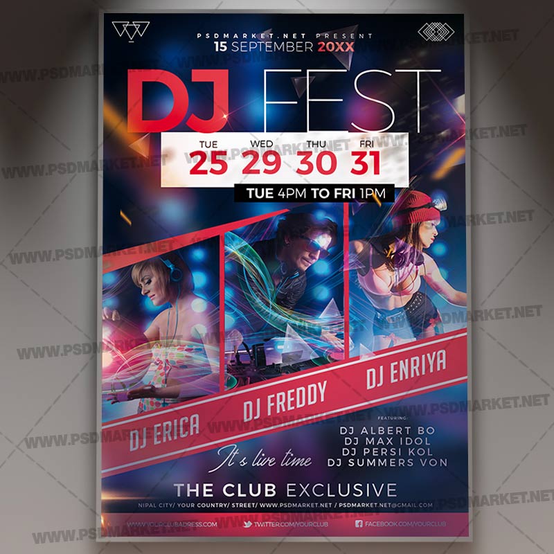 Download DJ Fest Event Flyer - PSD Template