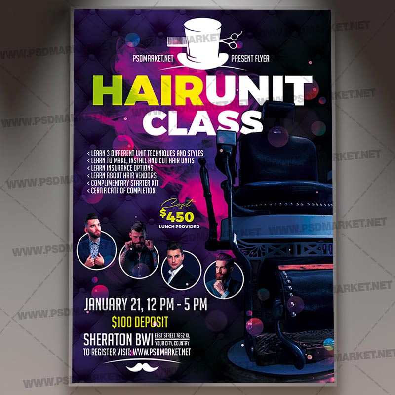 Download Hair Unit Class Flyer - PSD Template