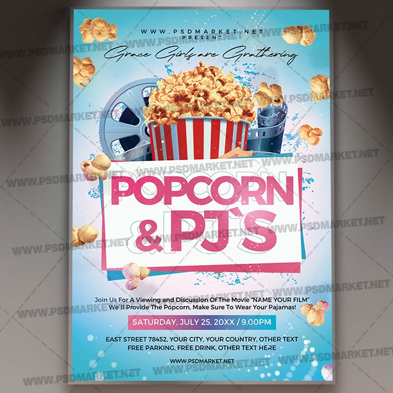 Download Popcorn PJ`s Flyer - PSD Template