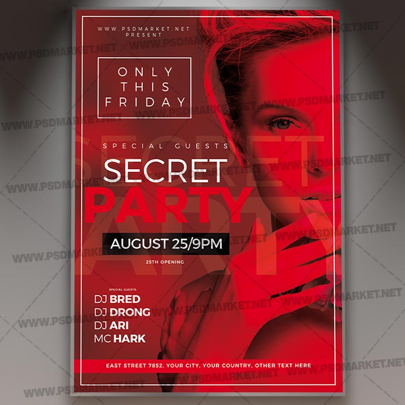 Download Secret Party Flyer - PSD Template