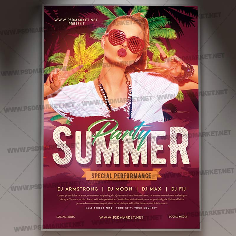 Download Summer Party Event Flyer - PSD Template