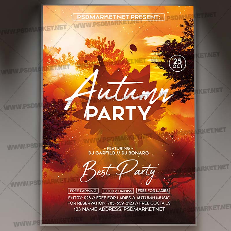 Download Autumn Party Event Flyer - PSD Template