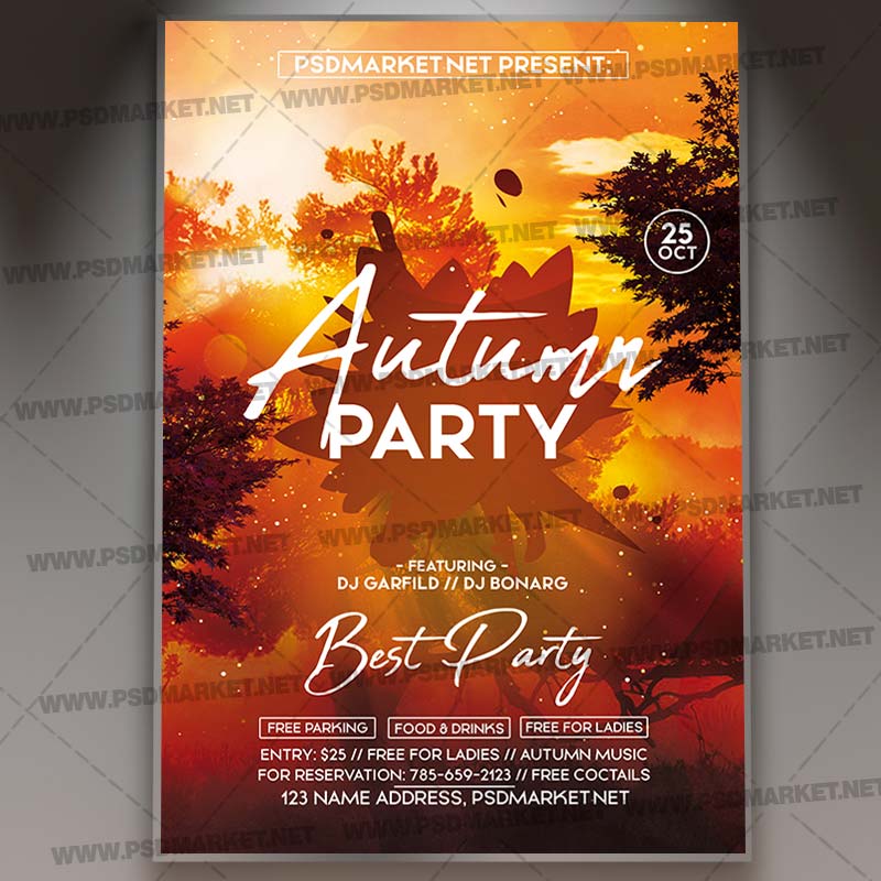 autumn party event flyer psd template autumn flyer template