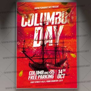Download Columbus Day Party Flyer - PSD Template