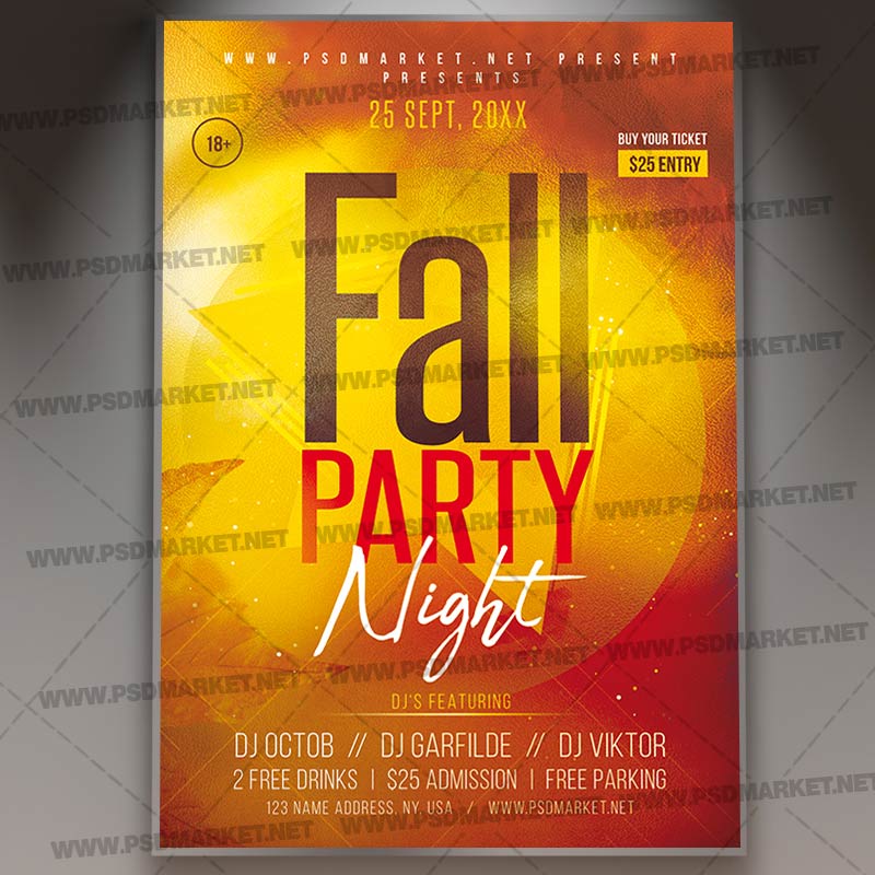 Download Fall Party Night Flyer - PSD Template