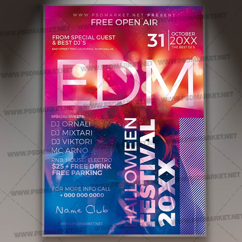 Download Halloween EDM Fest Flyer - PSD Template