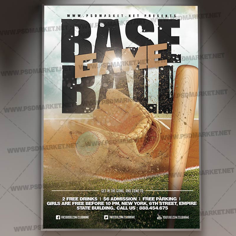 Download Baseball Game Event Flyer - PSD Template