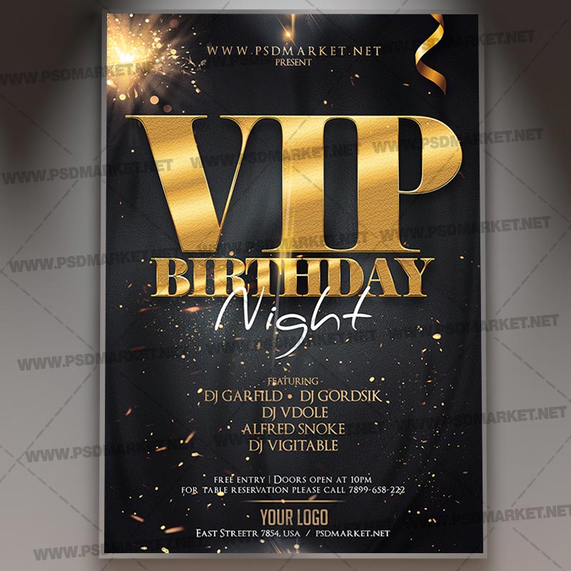 Download VIP Birthday Night Flyer - PSD Template