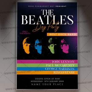 Download Beatles Day Party Flyer - PSD Template