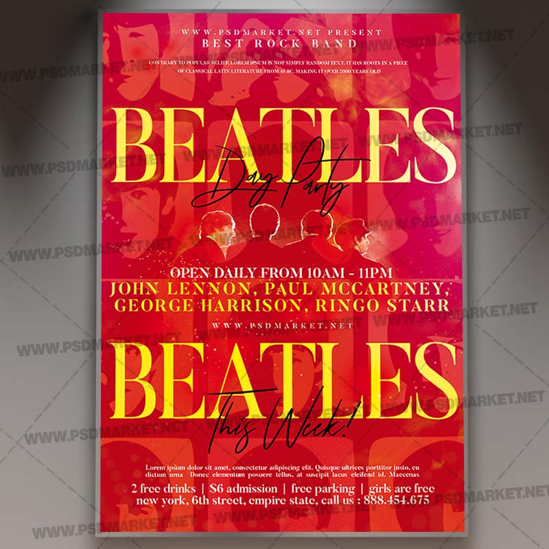 Download Beatles Event Party Flyer - PSD Template