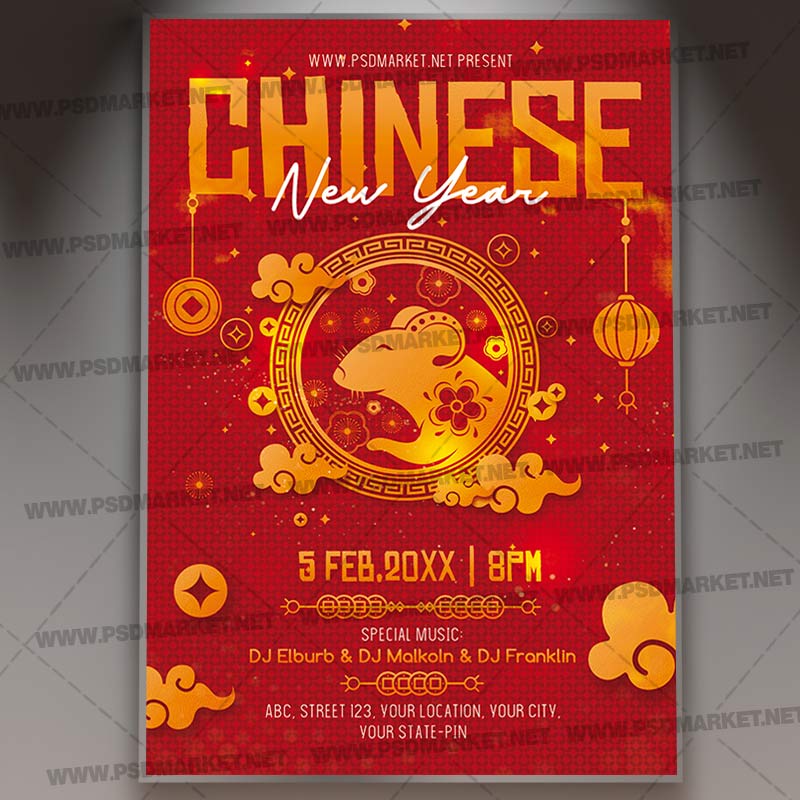 Download Chinese New Year Party 2020 Flyer - PSD Template