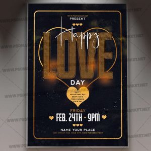 Download font Happy Love Day Flyer - PSD Template