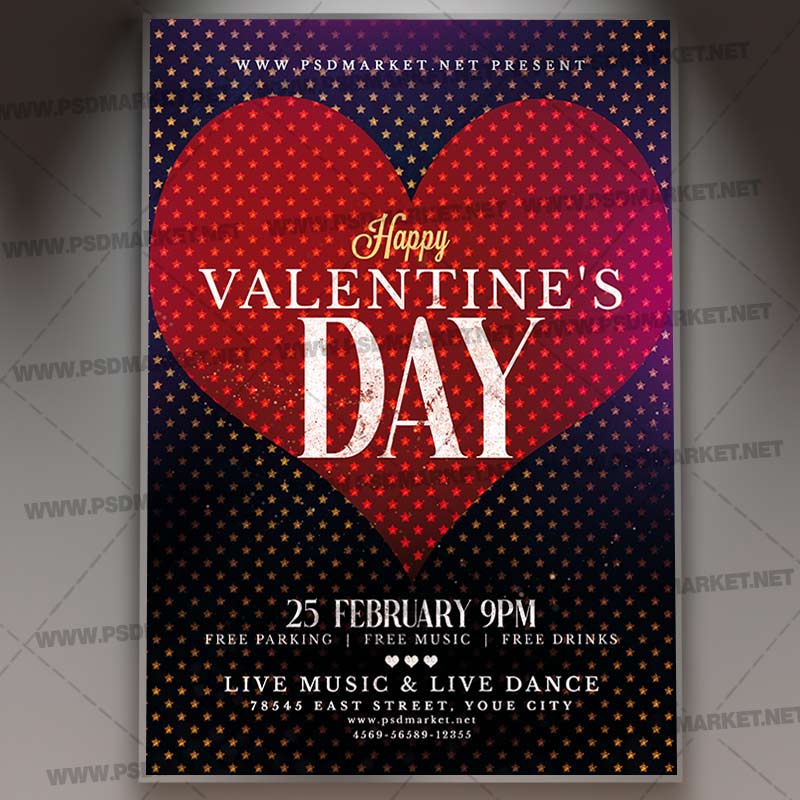 Download Happy Valentines Time Flyer - PSD Template