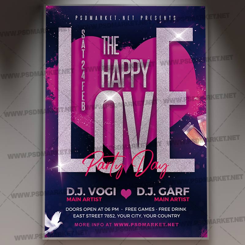 Download Love Party Day Flyer - PSD Template