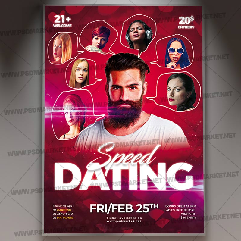 Download Speed Dating Time Flyer - PSD Template