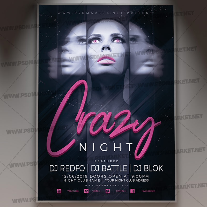 Download Crazy Night Flyer PSD Template